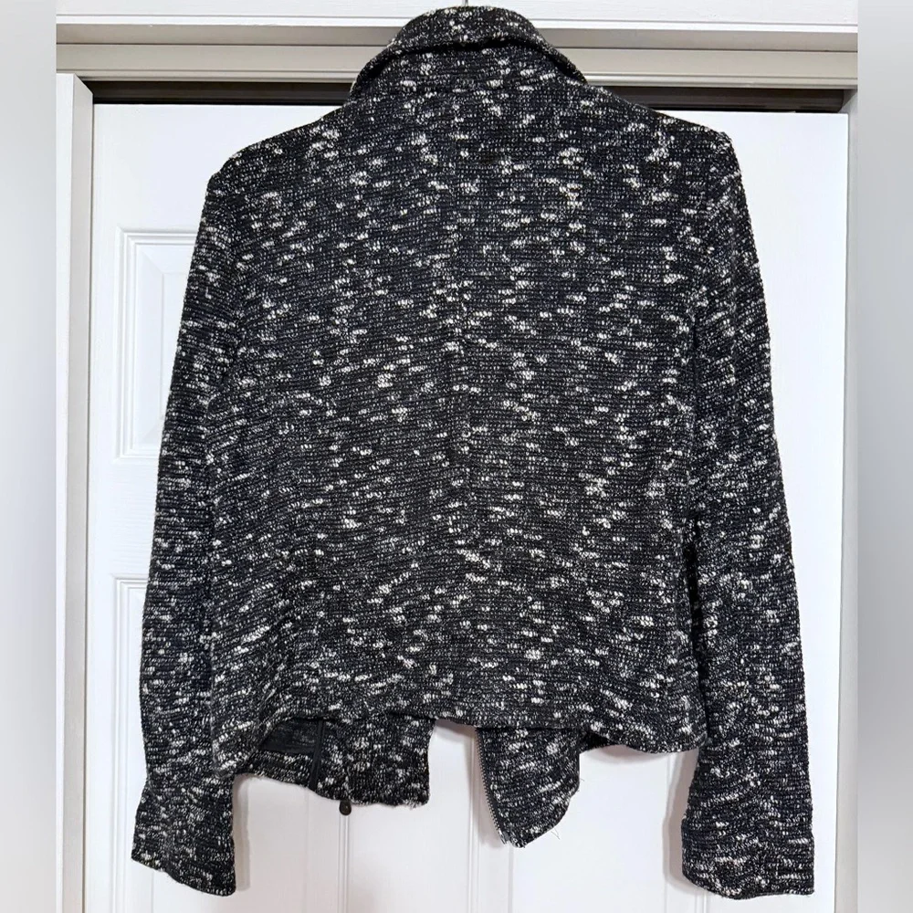 Banana Republic Black & White Tweed Moto Jacket - Size 8